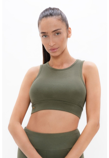 Boston  - Open Back Bra Top - Green Ash