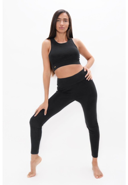 Munich  - High Waisted Leggings - Black Sand