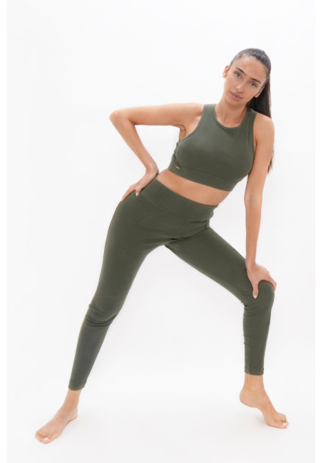 Munich - High Waisted Leggings - Green Ash