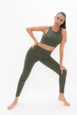 Munich - High Waisted Leggings - Green Ash